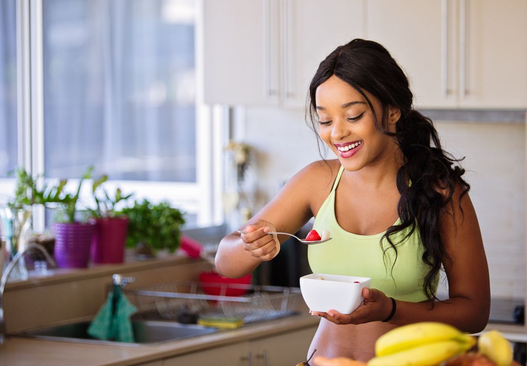 Woman preparing a protein-rich healthy meal